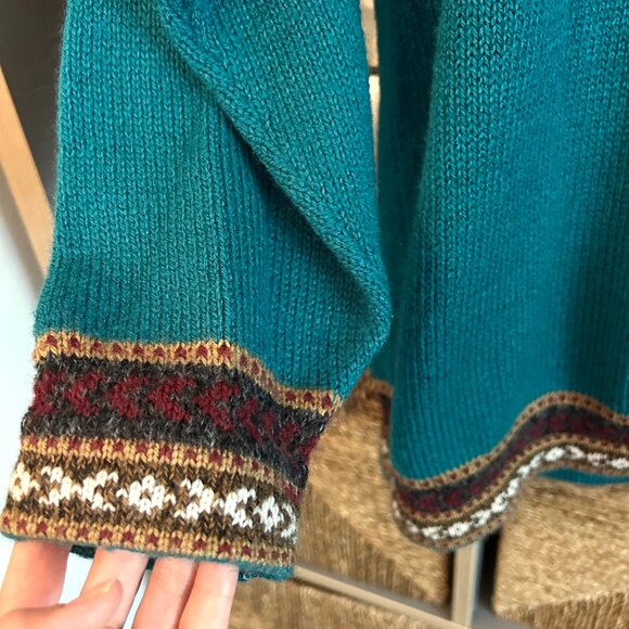 Vintage Oversized Teal Grandpa Slouchy Pullover Sweater - Picture 4 of 8